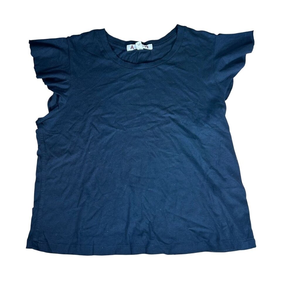 AMO Black Flutter Sleeve Tshirt Womens Size S